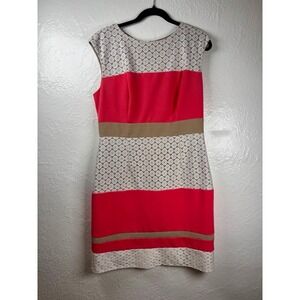 Studio One New York Coral Lace‎ Sheath Dress Sz 12 Wedding Guest Workwear Garden